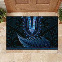 Blue African Dashiki With Aotearoa Maori Rubber Doormat Paua Shell Mix Silver Fern LT14 - Polynesian Pride