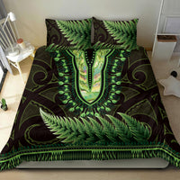 Lime Green African Dashiki With Aotearoa Maori Bedding Set Paua Shell Mix Silver Fern