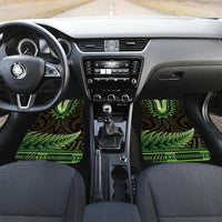 Lime Green African Dashiki With Aotearoa Maori Car Mats Paua Shell Mix Silver Fern LT14 Set 2pcs - Front Lime Green - Polynesian Pride