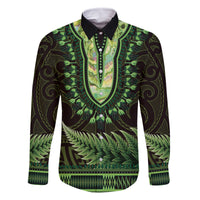 Lime Green African Dashiki With Aotearoa Maori Family Matching Tank Maxi Dress and Hawaiian Shirt Paua Shell Mix Silver Fern