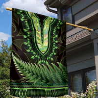 Lime Green African Dashiki With Aotearoa Maori Garden Flag Paua Shell Mix Silver Fern LT14 - Polynesian Pride