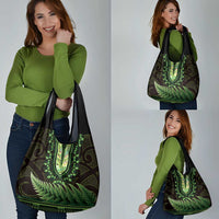 Lime Green African Dashiki With Aotearoa Maori Grocery Bag Paua Shell Mix Silver Fern LT14 - Polynesian Pride