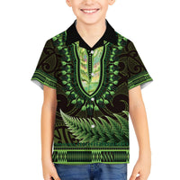 Lime Green African Dashiki With Aotearoa Maori Hawaiian Shirt Paua Shell Mix Silver Fern LT14 - Polynesian Pride