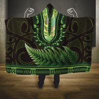 Lime Green African Dashiki With Aotearoa Maori Hooded Blanket Paua Shell Mix Silver Fern LT14 One Size Lime Green - Polynesian Pride