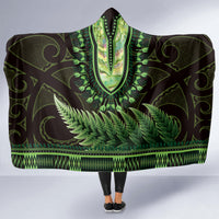 Lime Green African Dashiki With Aotearoa Maori Hooded Blanket Paua Shell Mix Silver Fern LT14 - Polynesian Pride
