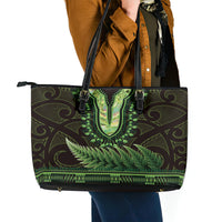 Lime Green African Dashiki With Aotearoa Maori Leather Tote Bag Paua Shell Mix Silver Fern LT14 - Polynesian Pride