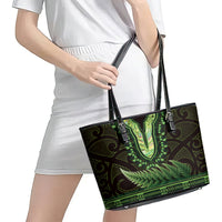 Lime Green African Dashiki With Aotearoa Maori Leather Tote Bag Paua Shell Mix Silver Fern LT14 - Polynesian Pride