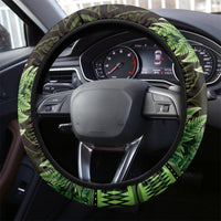 Lime Green African Dashiki With Aotearoa Maori Steering Wheel Cover Paua Shell Mix Silver Fern LT14 - Polynesian Pride