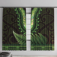 Lime Green African Dashiki With Aotearoa Maori Window Curtain Paua Shell Mix Silver Fern LT14 With Hooks Lime Green - Polynesian Pride