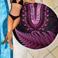 Pink African Dashiki With Aotearoa Maori Beach Blanket Paua Shell Mix Silver Fern LT14 - Polynesian Pride