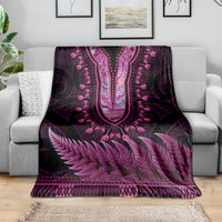 Pink African Dashiki With Aotearoa Maori Blanket Paua Shell Mix Silver Fern LT14 - Polynesian Pride