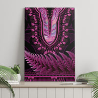 Pink African Dashiki With Aotearoa Maori Canvas Wall Art Paua Shell Mix Silver Fern LT14 - Polynesian Pride
