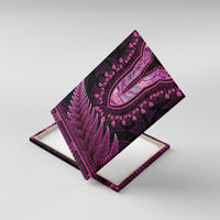 Pink African Dashiki With Aotearoa Maori Canvas Wall Art Paua Shell Mix Silver Fern LT14 With Frame Pink - Polynesian Pride
