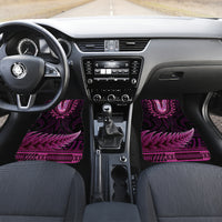 Pink African Dashiki With Aotearoa Maori Car Mats Paua Shell Mix Silver Fern LT14 Set 2pcs - Front Pink - Polynesian Pride