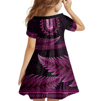 Pink African Dashiki With Aotearoa Maori Family Matching Long Sleeve Bodycon Dress and Hawaiian Shirt Paua Shell Mix Silver Fern LT14 - Polynesian Pride