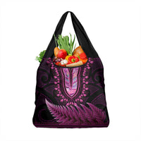 Pink African Dashiki With Aotearoa Maori Grocery Bag Paua Shell Mix Silver Fern LT14 1-pack One Size Pink - Polynesian Pride