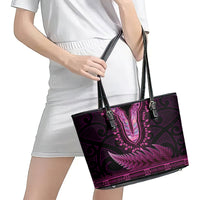 Pink African Dashiki With Aotearoa Maori Leather Tote Bag Paua Shell Mix Silver Fern LT14 - Polynesian Pride