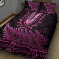 Pink African Dashiki With Aotearoa Maori Quilt Bed Set Paua Shell Mix Silver Fern LT14 - Polynesian Pride