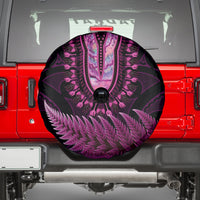 Pink African Dashiki With Aotearoa Maori Spare Tire Cover Paua Shell Mix Silver Fern LT14 - Polynesian Pride