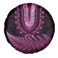 Pink African Dashiki With Aotearoa Maori Spare Tire Cover Paua Shell Mix Silver Fern LT14 - Polynesian Pride