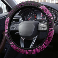 Pink African Dashiki With Aotearoa Maori Steering Wheel Cover Paua Shell Mix Silver Fern LT14 - Polynesian Pride