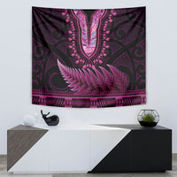 Pink African Dashiki With Aotearoa Maori Tapestry Paua Shell Mix Silver Fern LT14 - Polynesian Pride