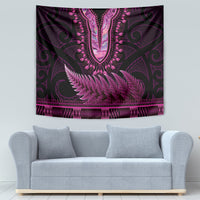 Pink African Dashiki With Aotearoa Maori Tapestry Paua Shell Mix Silver Fern LT14 - Polynesian Pride