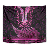 Pink African Dashiki With Aotearoa Maori Tapestry Paua Shell Mix Silver Fern LT14 - Polynesian Pride