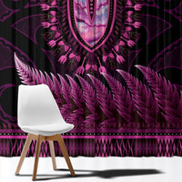 Pink African Dashiki With Aotearoa Maori Window Curtain Paua Shell Mix Silver Fern LT14 - Polynesian Pride