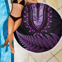 Purple African Dashiki With Aotearoa Maori Beach Blanket Paua Shell Mix Silver Fern LT14 - Polynesian Pride