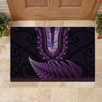 Purple African Dashiki With Aotearoa Maori Rubber Doormat Paua Shell Mix Silver Fern LT14 - Polynesian Pride