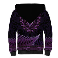 Purple African Dashiki With Aotearoa Maori Sherpa Hoodie Paua Shell Mix Silver Fern LT14 - Polynesian Pride