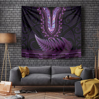 Purple African Dashiki With Aotearoa Maori Tapestry Paua Shell Mix Silver Fern LT14 - Polynesian Pride