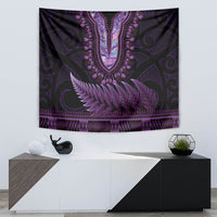 Purple African Dashiki With Aotearoa Maori Tapestry Paua Shell Mix Silver Fern LT14 - Polynesian Pride