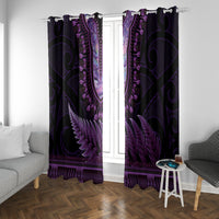 Purple African Dashiki With Aotearoa Maori Window Curtain Paua Shell Mix Silver Fern LT14 With Grommets Purple - Polynesian Pride