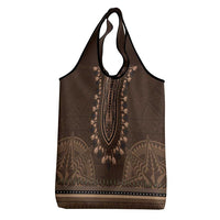 Brown African Dashiki With Tonga Ngatu Pattern Grocery Bag LT14 - Polynesian Pride