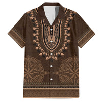 Brown African Dashiki With Tonga Ngatu Pattern Hawaiian Shirt LT14 Brown - Polynesian Pride