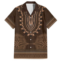 Brown African Dashiki With Tonga Ngatu Pattern Hawaiian Shirt LT14 Brown - Polynesian Pride