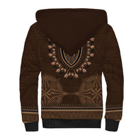 Brown African Dashiki With Tonga Ngatu Pattern Sherpa Hoodie LT14 - Polynesian Pride