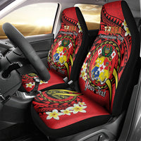 Personalised Tonga Emancipation Day Car Seat Cover Tongan Ngatu Pattern - Red Version