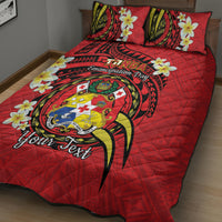 Personalised Tonga Emancipation Day Quilt Bed Set Tongan Ngatu Pattern - Red Version