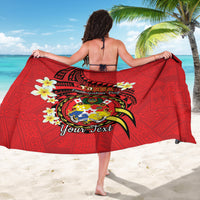 Personalised Tonga Emancipation Day Sarong Tongan Ngatu Pattern - Red Version