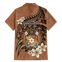 Personalised Tonga Emancipation Day Family Matching Mermaid Dress and Hawaiian Shirt Tongan Ngatu Pattern - Brown Version
