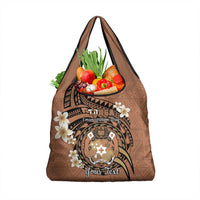 Personalised Tonga Emancipation Day Grocery Bag Tongan Ngatu Pattern - Brown Version LT14 1-pack One Size Brown - Polynesian Pride