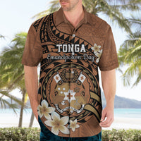 Personalised Tonga Emancipation Day Hawaiian Shirt Tongan Ngatu Pattern - Brown Version LT14 - Polynesian Pride