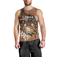 Personalised Tonga Emancipation Day Men Tank Top Tongan Ngatu Pattern - Brown Version