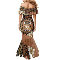 Personalised Tonga Emancipation Day Mermaid Dress Tongan Ngatu Pattern - Brown Version LT14 - Polynesian Pride