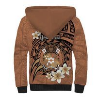 Personalised Tonga Emancipation Day Sherpa Hoodie Tongan Ngatu Pattern - Brown Version LT14 - Polynesian Pride