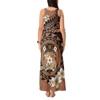 Personalised Tonga Emancipation Day Tank Maxi Dress Tongan Ngatu Pattern - Brown Version LT14 - Polynesian Pride