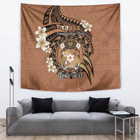 Personalised Tonga Emancipation Day Tapestry Tongan Ngatu Pattern - Brown Version